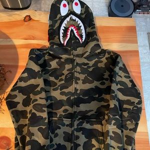 1st camo shark Bape full zip up hoodie.